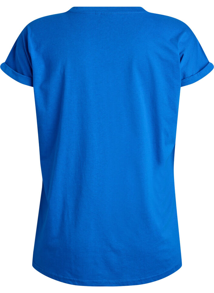 T-shirt &agrave; manches courtes en m&eacute;lange de coton, Bleu, Packshot image number 1