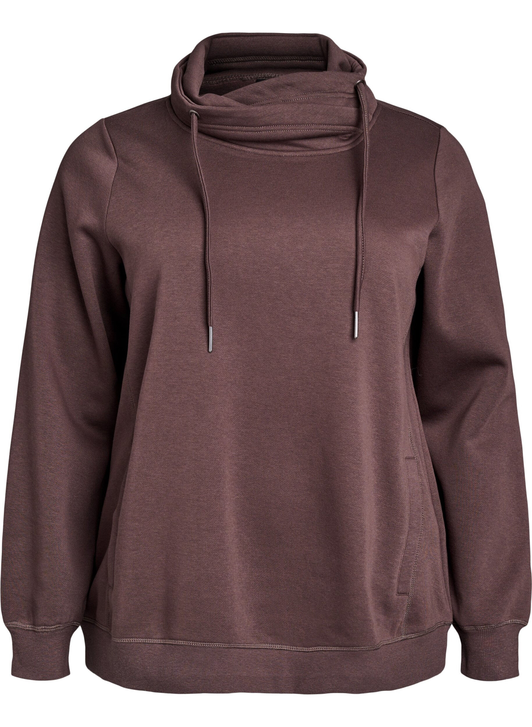 Zizzi FLASH - Sweat &agrave; col montant et poches, Marron, Packshot image number 0