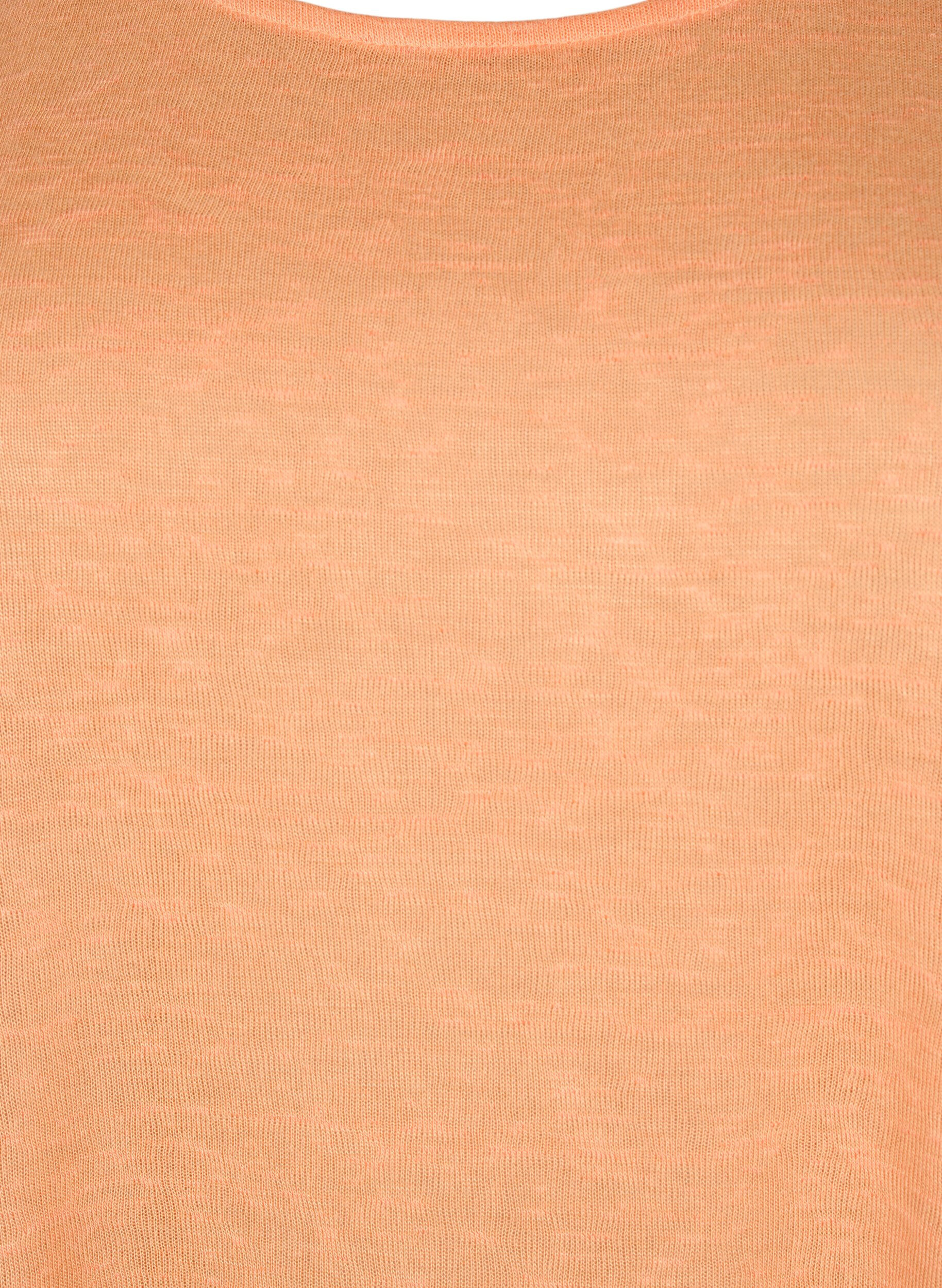 Zizzi Top avec structure et col rond, Mock Orange, Packshot image number 2