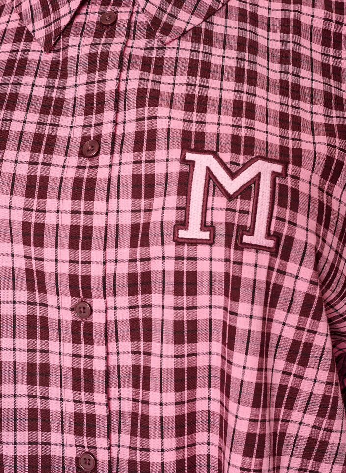 Chemise longue &agrave; carreaux avec manches 3/4, Rose, Packshot image number 2