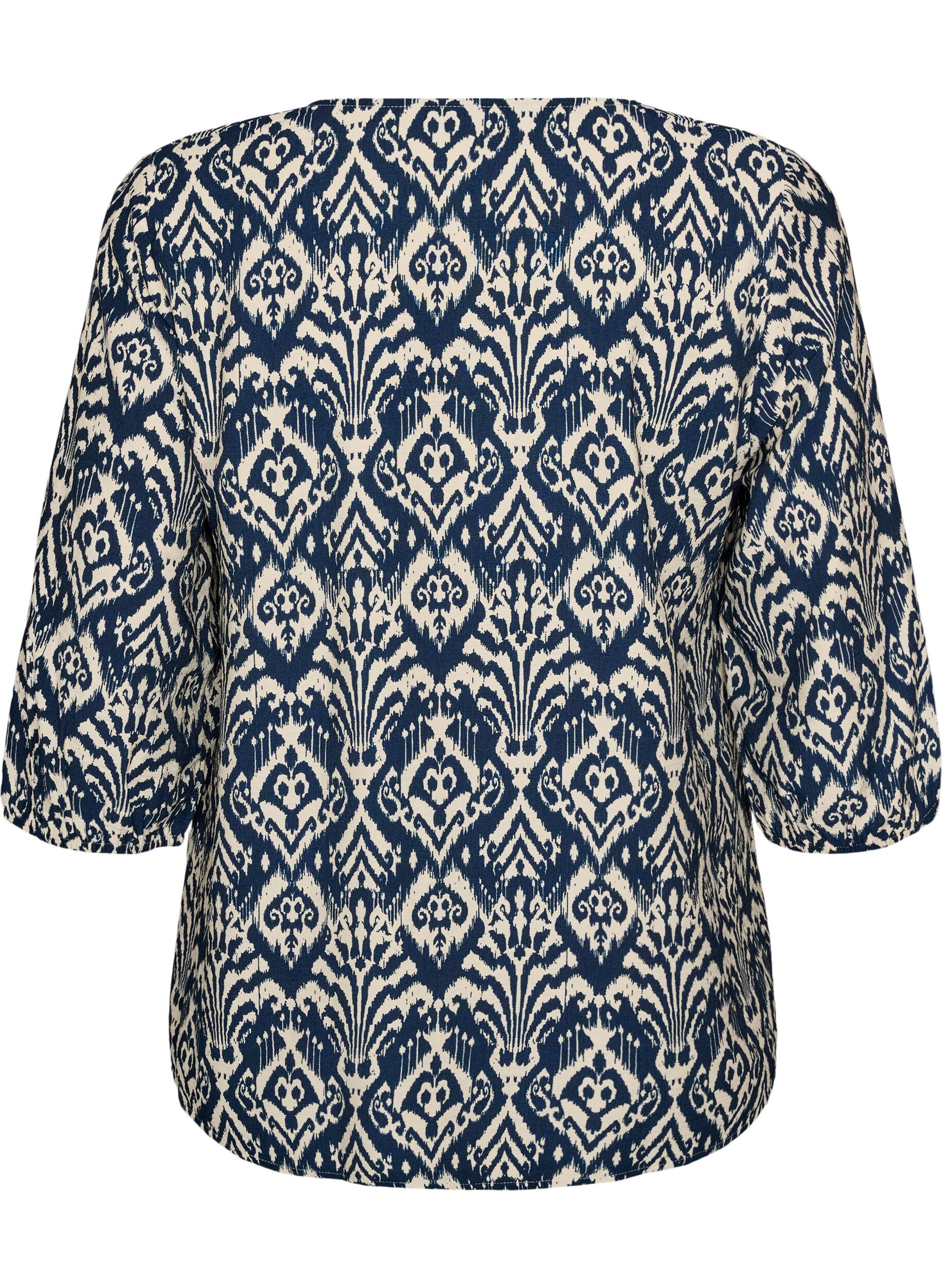 ZizziBlouse imprim&eacute;e en viscose avec manches 3/4, Bleu, Packshot image number 1