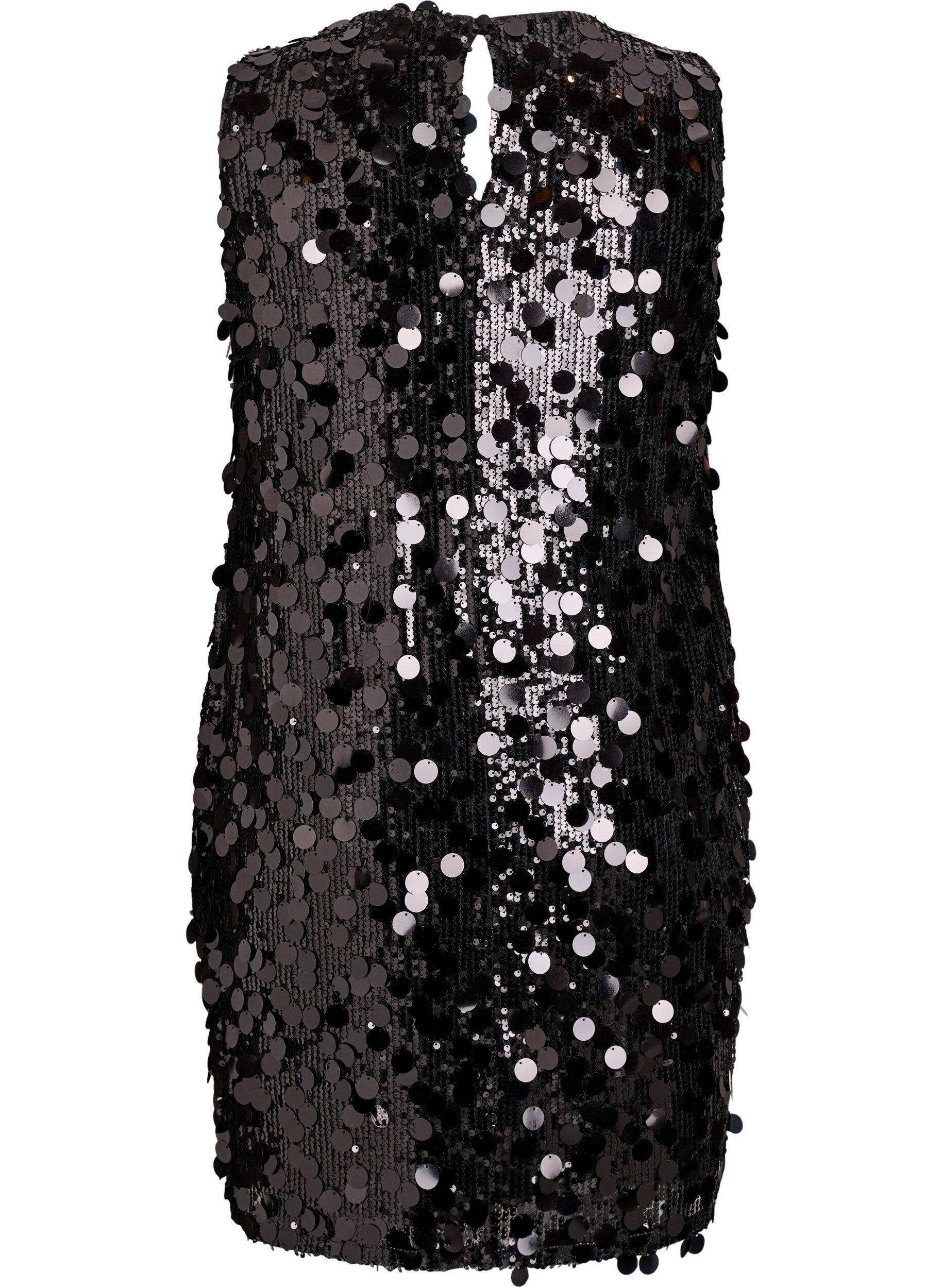 Zizzi Robe courte &agrave; sequins, Noir, Packshot image number 1