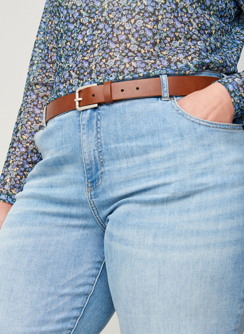 Ceinture marron en simili cuir, Brown, Model image number 0