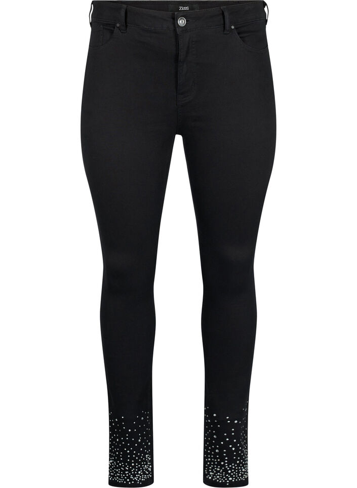 Jean Amy taille haute avec des strass, Black, Packshot image number 0