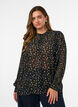 Blouse avec imprim&eacute; int&eacute;gral et patte de boutonnage courte, Noir, Model image number 0