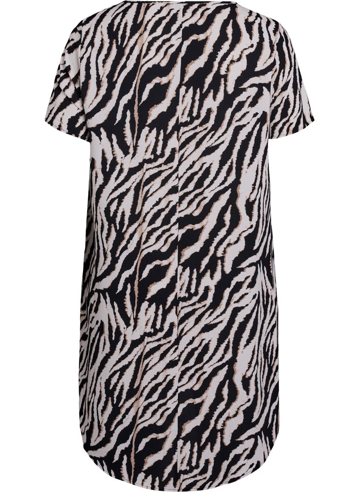 Robe &agrave; manches courtes avec imprim&eacute;, Noir, Packshot image number 1