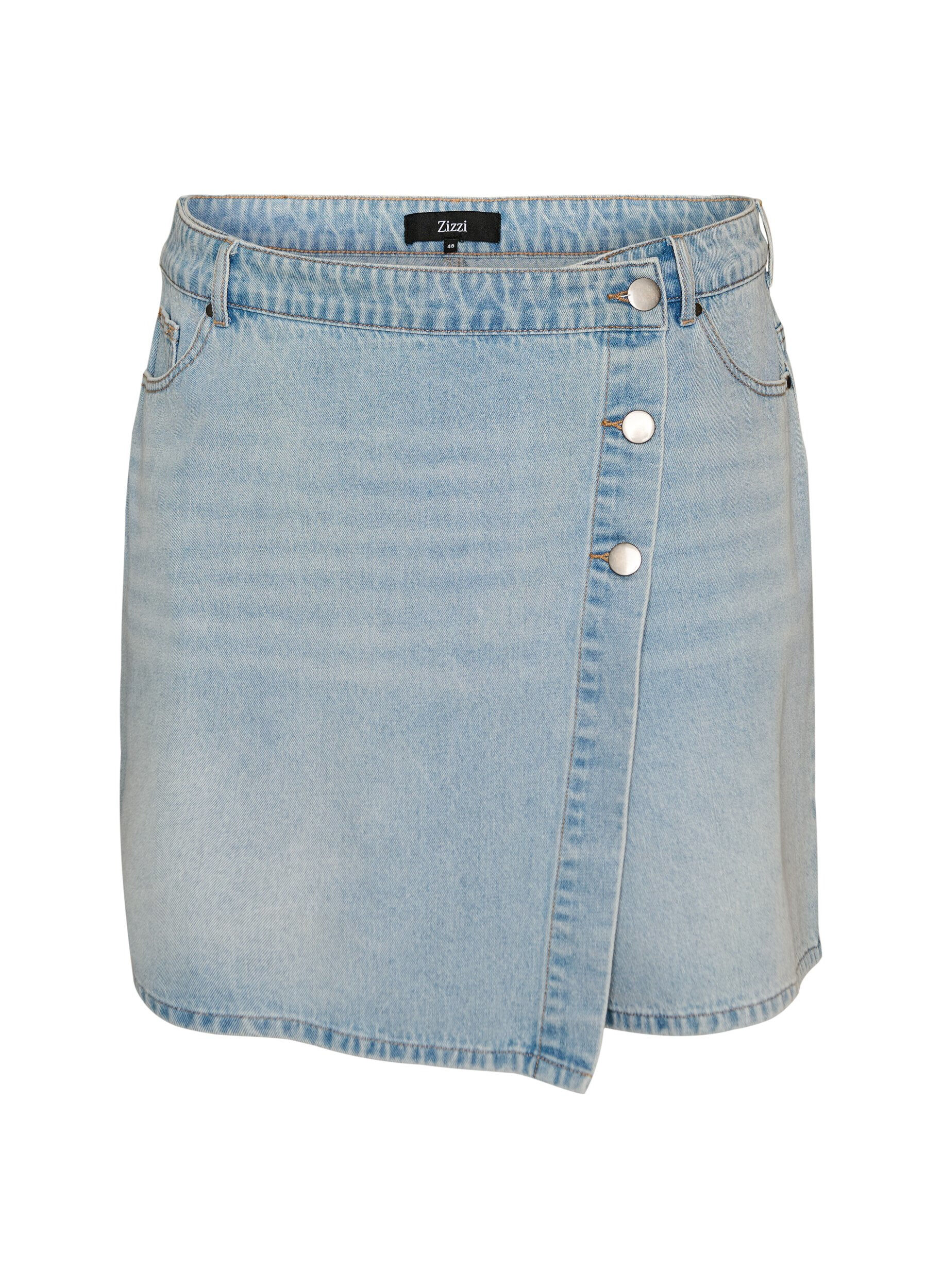 ZizziShort en denim effet portefeuille et taille haute, Bleu Clair, Packshot image number 0