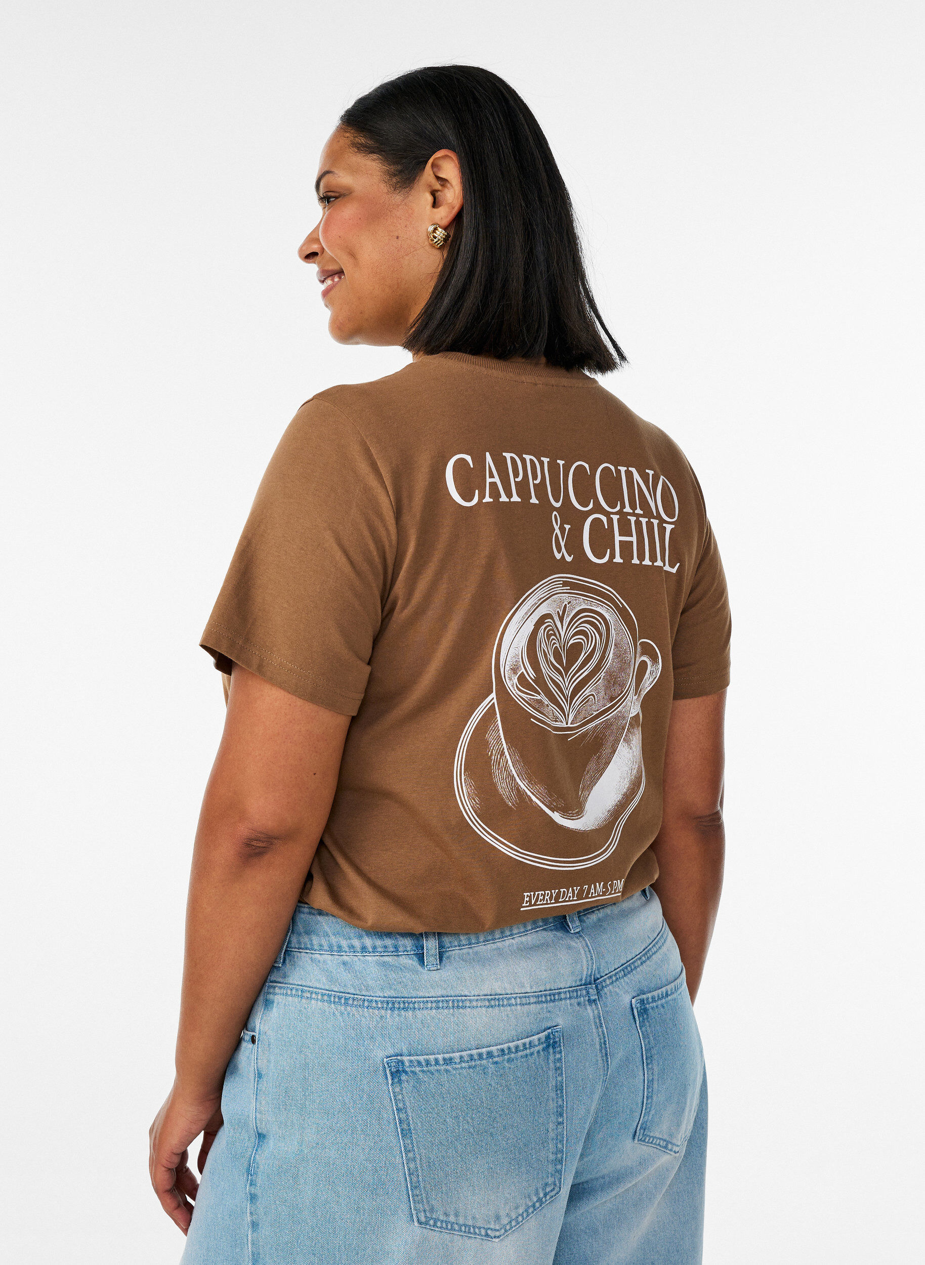 ZizziT-shirt en coton avec imprim&eacute;, Marron, Model image number 2