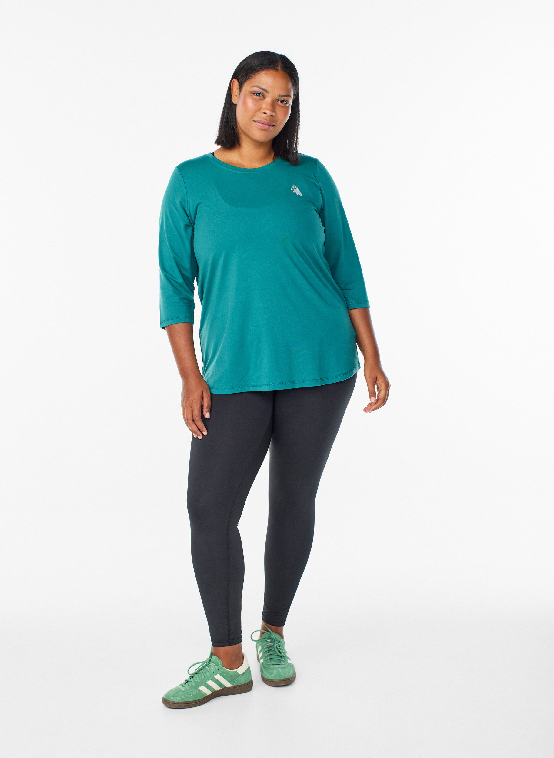 Zizzi Haut de sport avec manches 3/4, Vert, Model image number 1