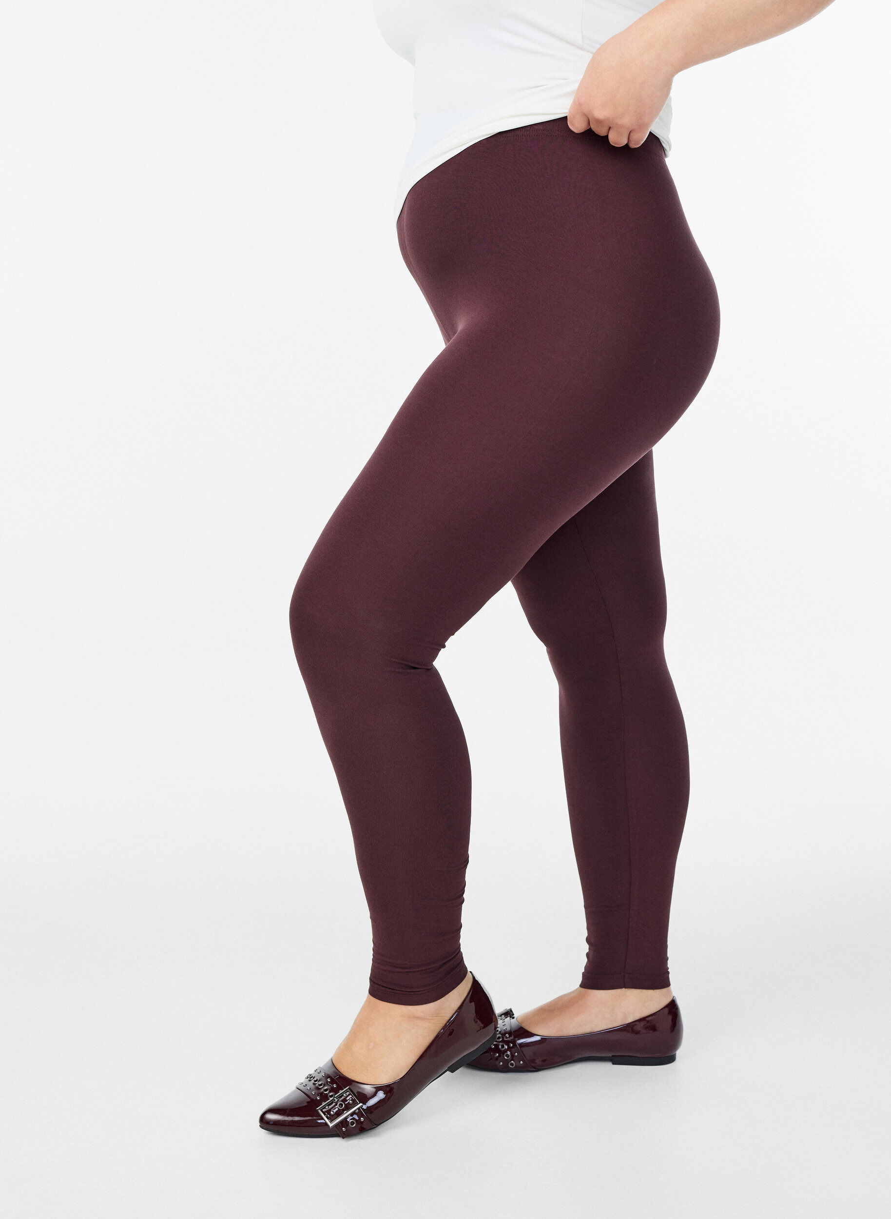 Leggings basiques en viscose, Bordeaux fonc&eacute;, Model