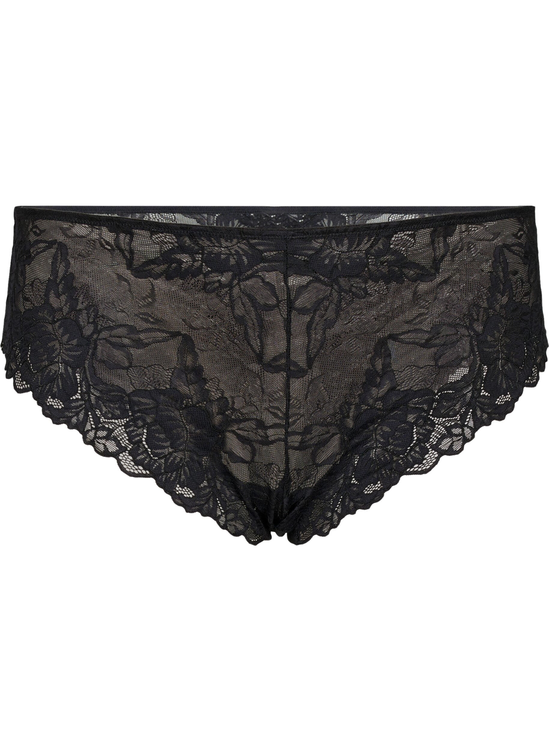 Zizzi 2-pack culottes tai en dentelle taille normale, Black, Packshot image number 3