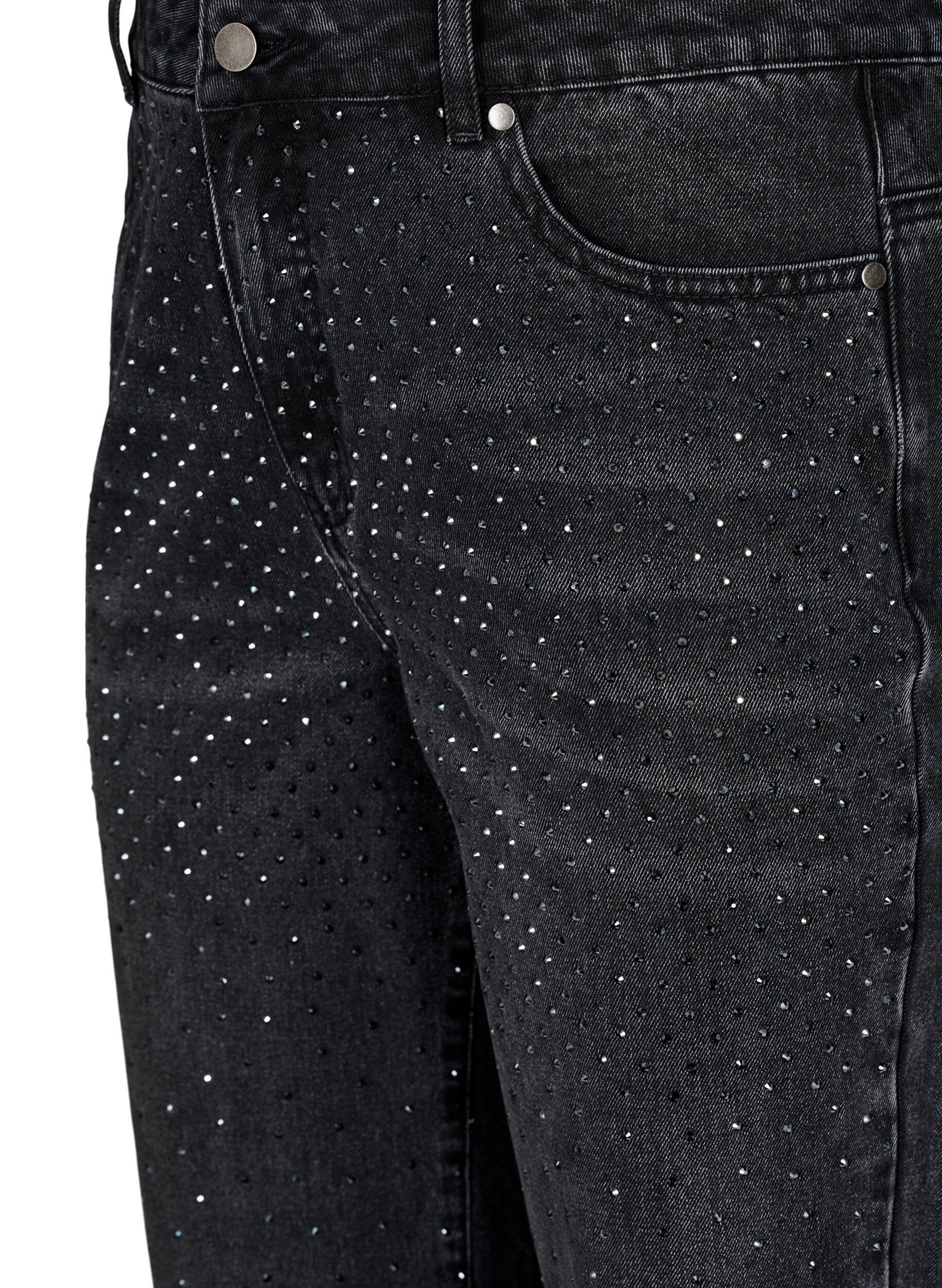 Zizzi Jean taille haute &agrave; coupe droite avec strass, Gris, Packshot image number 2