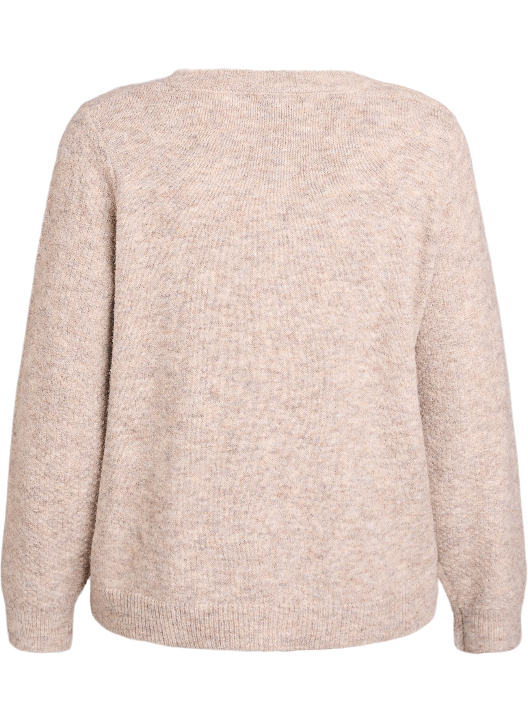 ZizziCardigan avec boutons en forme de n&oelig;ud et motif ajour&eacute;, Beige, Packshot image number 1