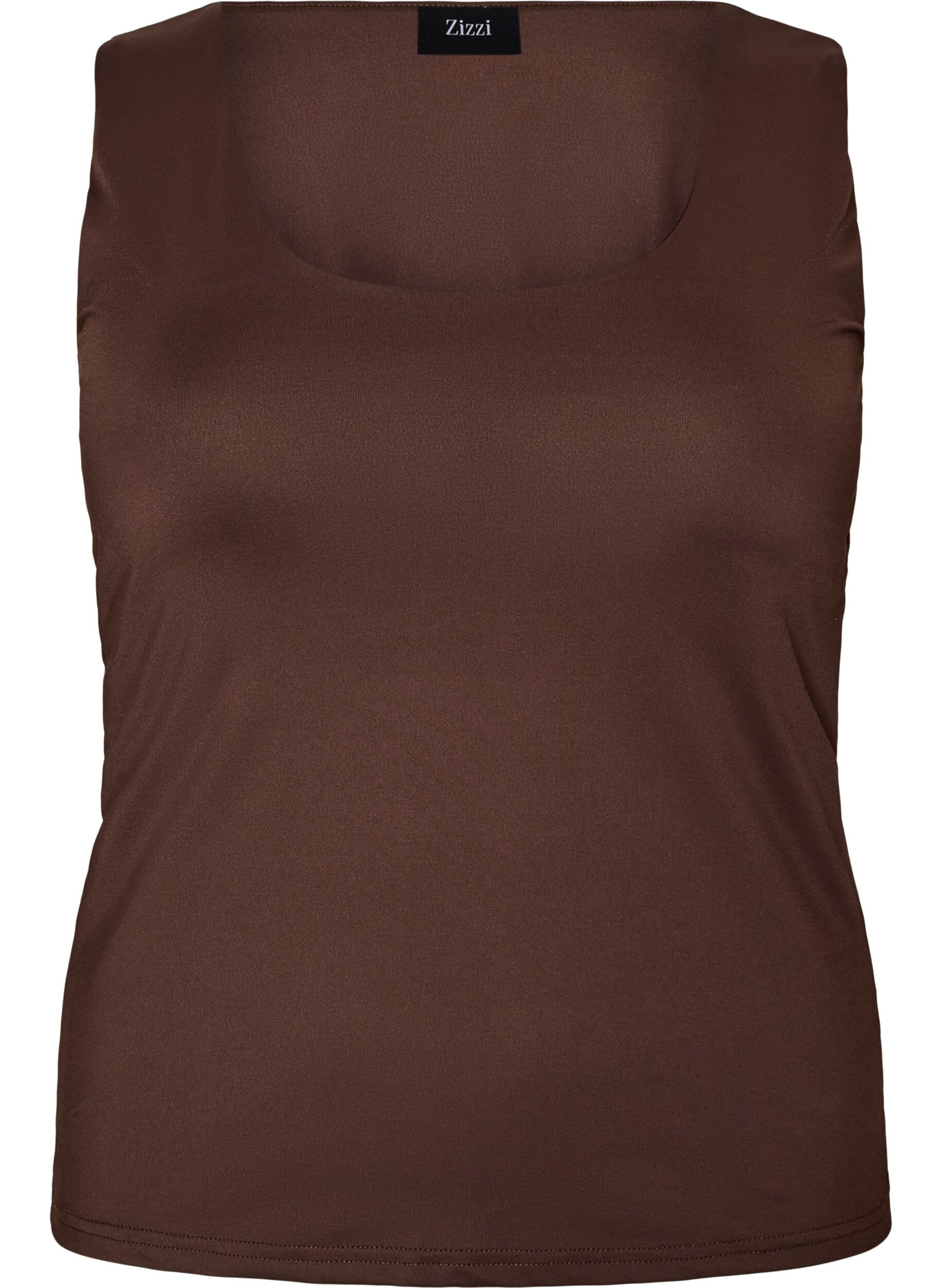 ZizziTop Basic ajust&eacute; en tissu lisse, Marron, Packshot image number 0
