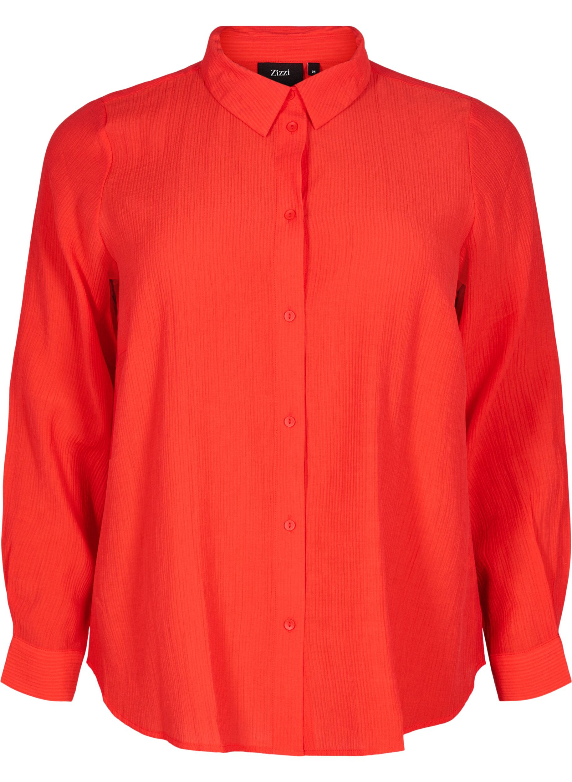 Zizzi Chemise &agrave; texture ray&eacute;e, Rouge, Packshot image number 0