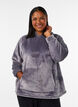 Sweat &agrave; capuche en velours avec poche kangourou, Gris, Model image number 0