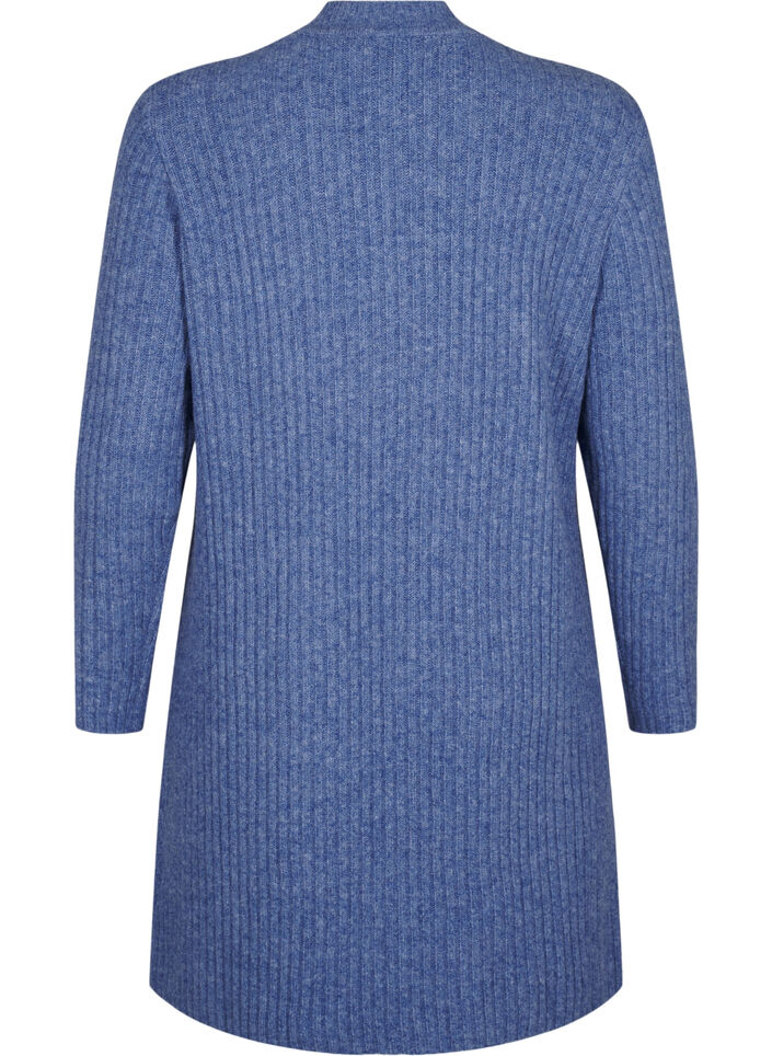 Robe courte côtelée à col rond, Grey Blue Mel., Packshot image number 1