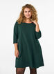 Robe courte &eacute;vas&eacute;e &agrave; manches 3/4, Vert fonc&eacute;, Model image number 0