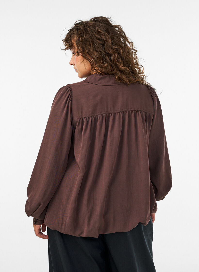 Chemise coupe ballon avec fermeture zipp&eacute;e invisible, Marron, Model image number 2