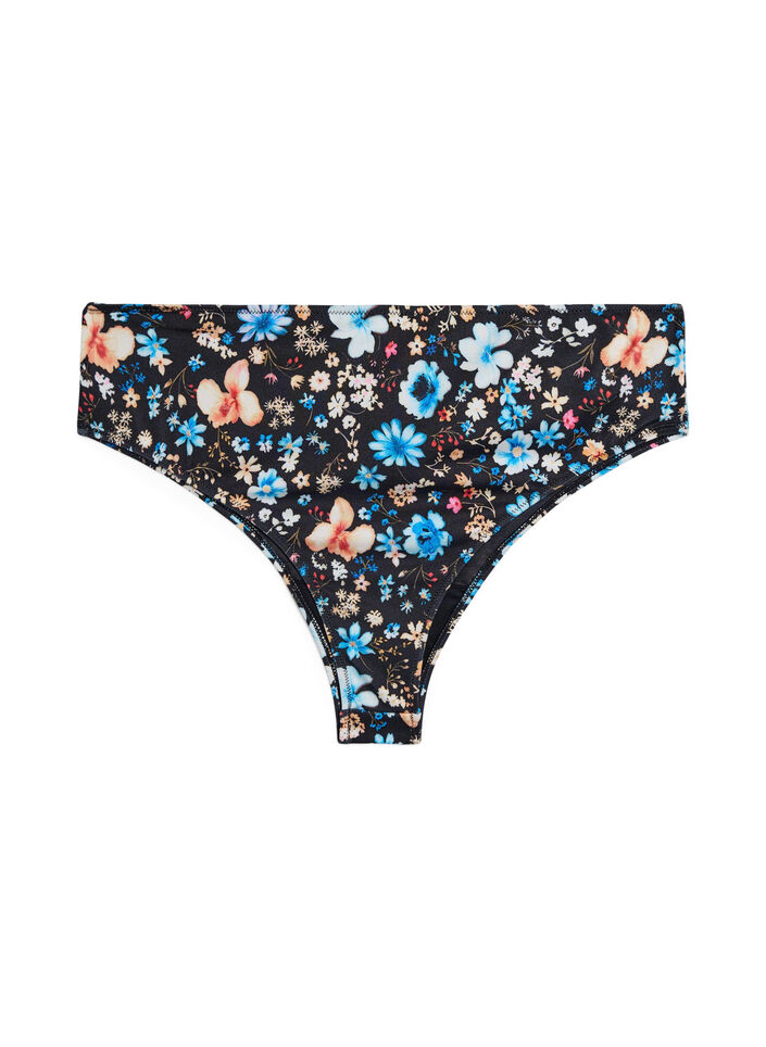Culotte de bikini br&eacute;silienne &agrave; imprim&eacute; floral, Bleu, Packshot image number 1