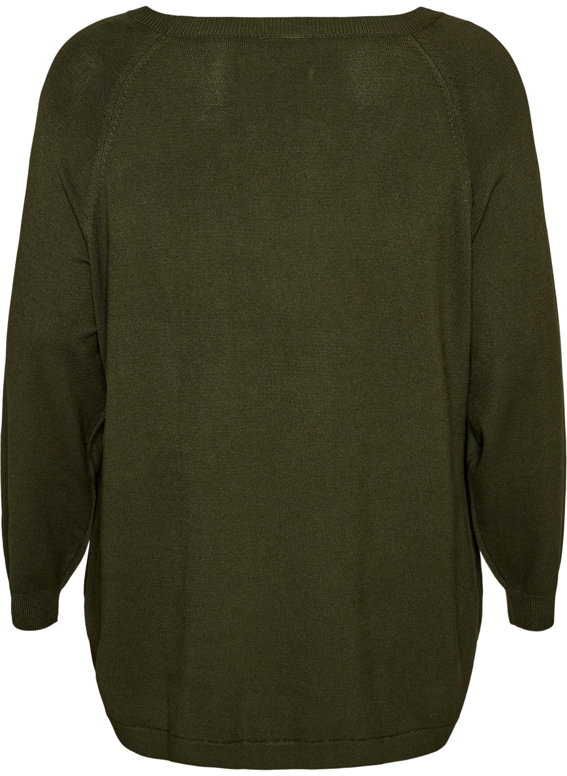 ZizziBlouse en maille avec boutons sur le c&ocirc;t&eacute;, Vert fonc&eacute;, Packshot image number 1