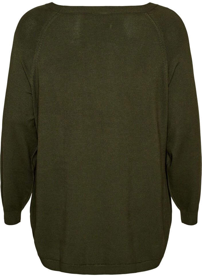 Blouse en maille avec boutons sur le c&ocirc;t&eacute;, Vert fonc&eacute;, Packshot image number 1