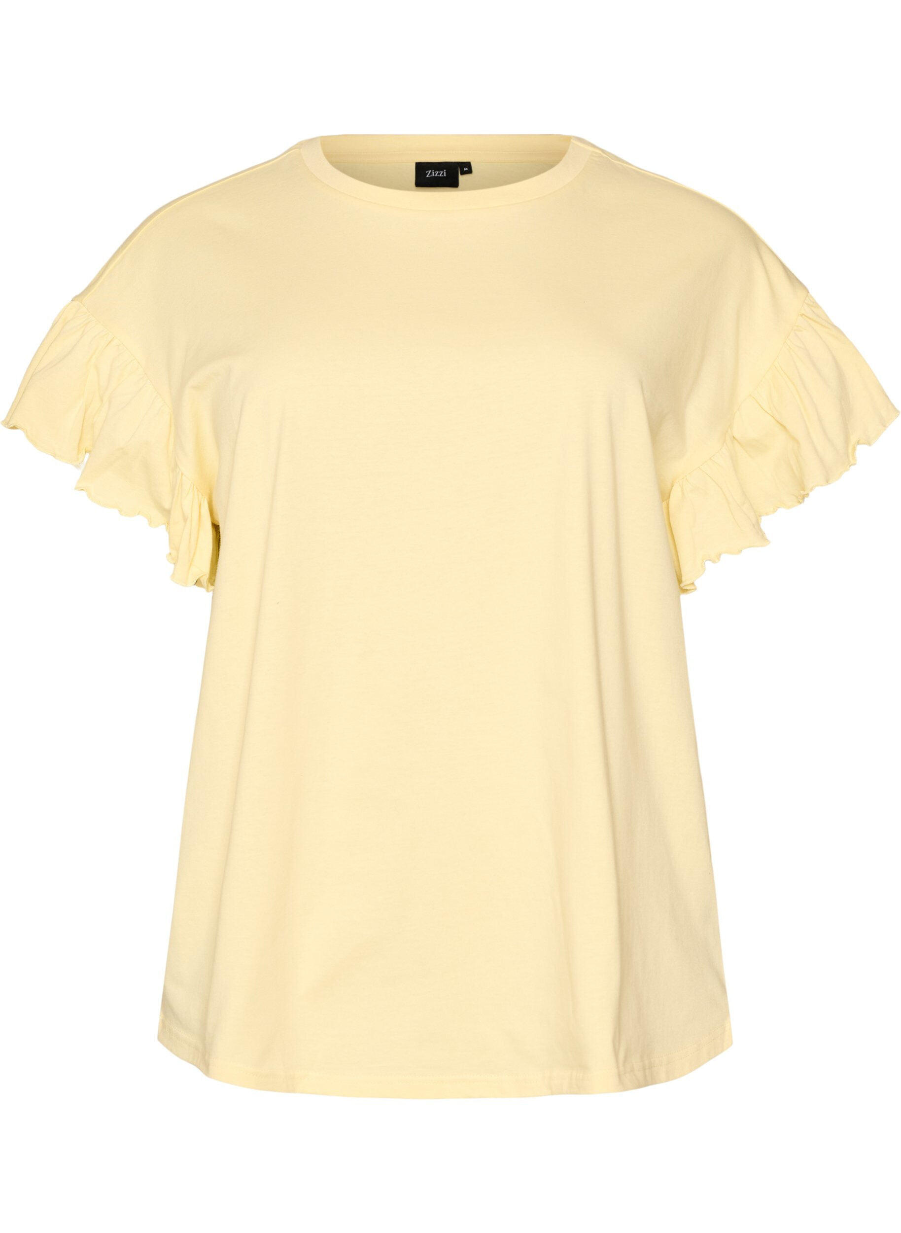 T-shirt en coton bio avec manches &agrave; volants