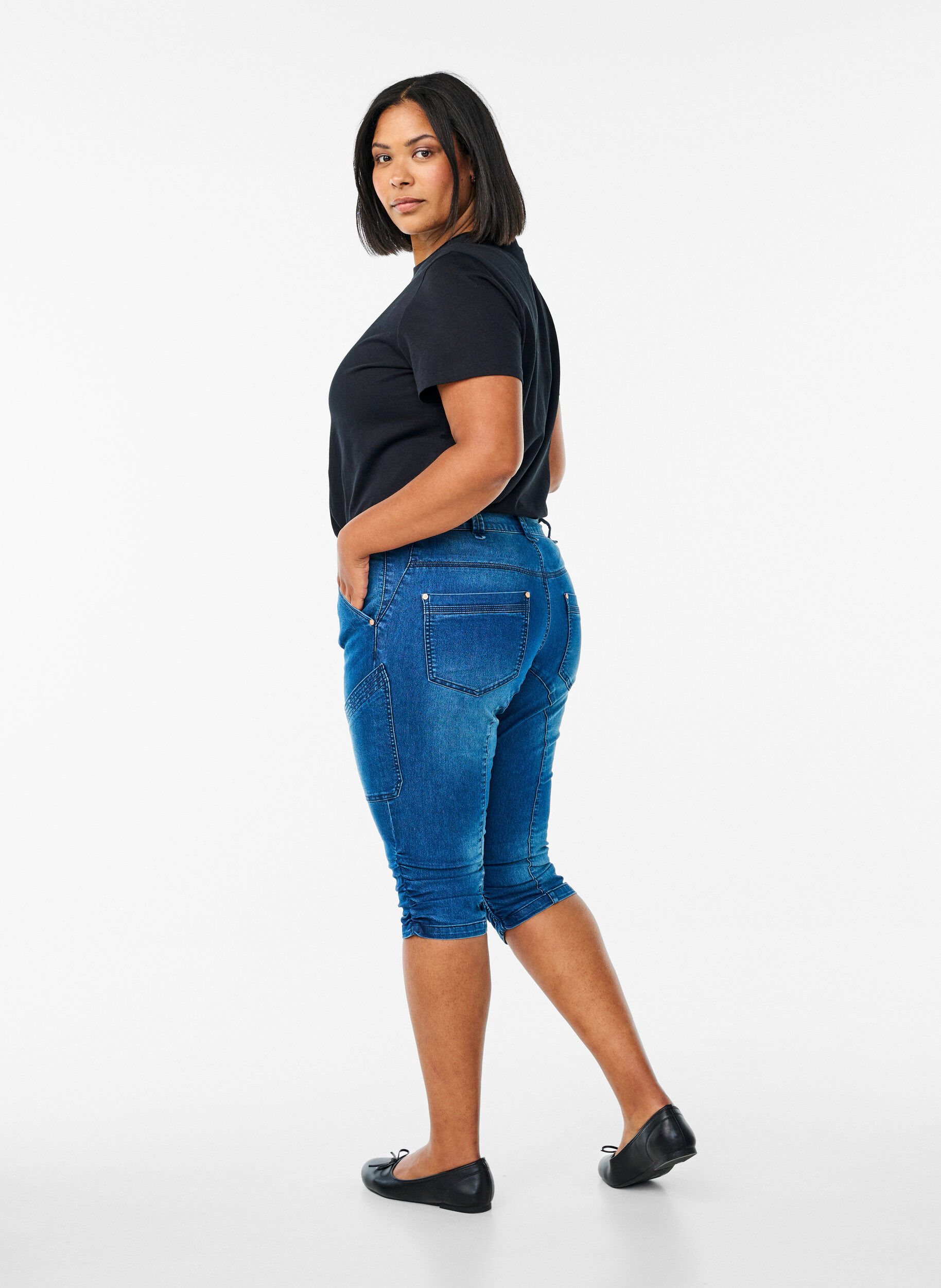 ZizziPantacourt jean slim avec poches, Bleu, Model image number 1