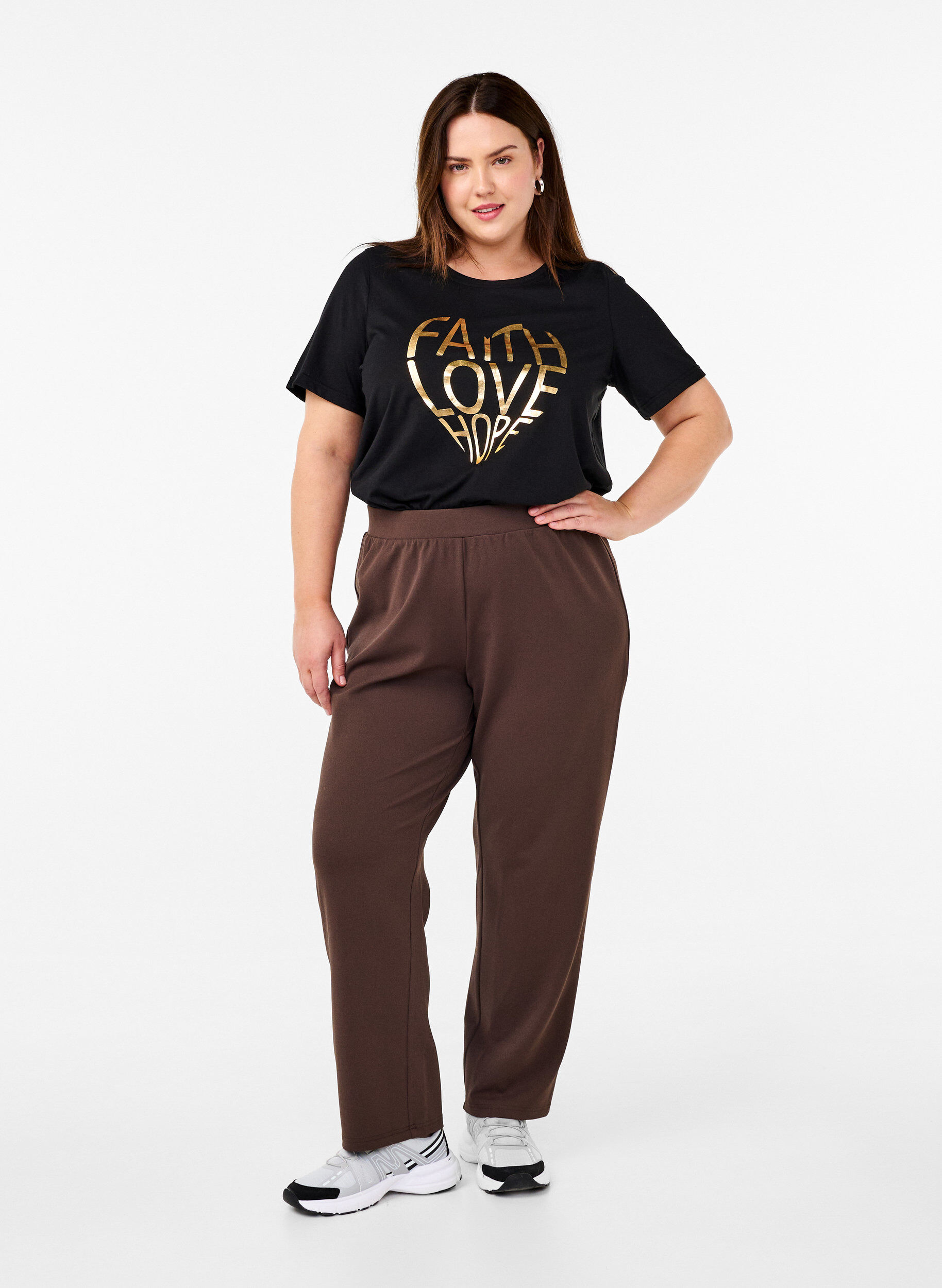 Zizzi FLASH &ndash; T-shirt imprim&eacute;, Black Gold Faith, Model image number 2