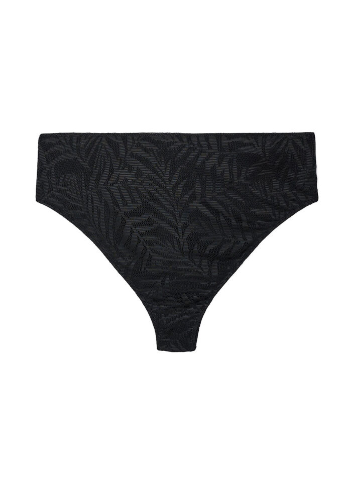 Culotte de bikini br&eacute;silienne en maille structur&eacute;e, Noir, Packshot image number 0