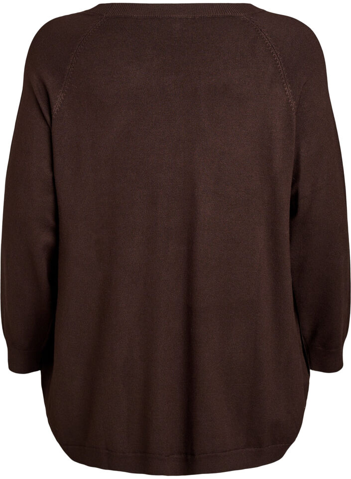 Blouse en maille avec boutons sur le c&ocirc;t&eacute;, Marron, Packshot image number 1