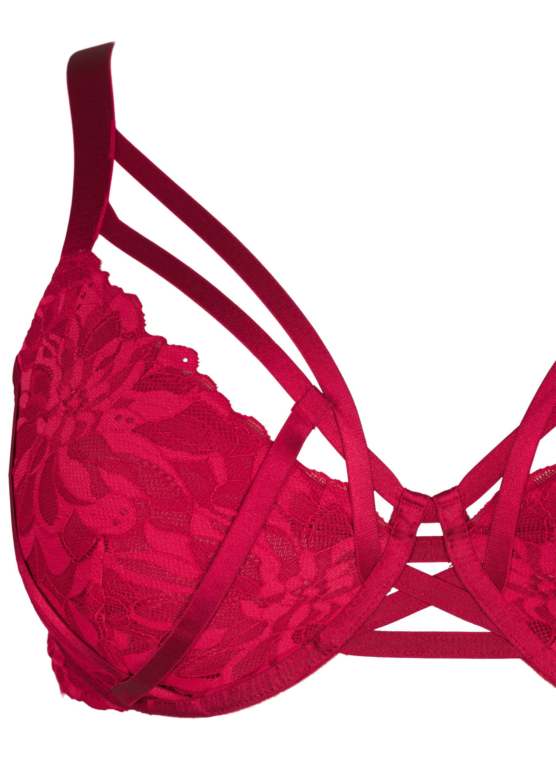 Zizzi Soutien-gorge en dentelle couvrant &agrave; d&eacute;coration &eacute;l&eacute;gante, Rhythmic Red, Packshot image number 2