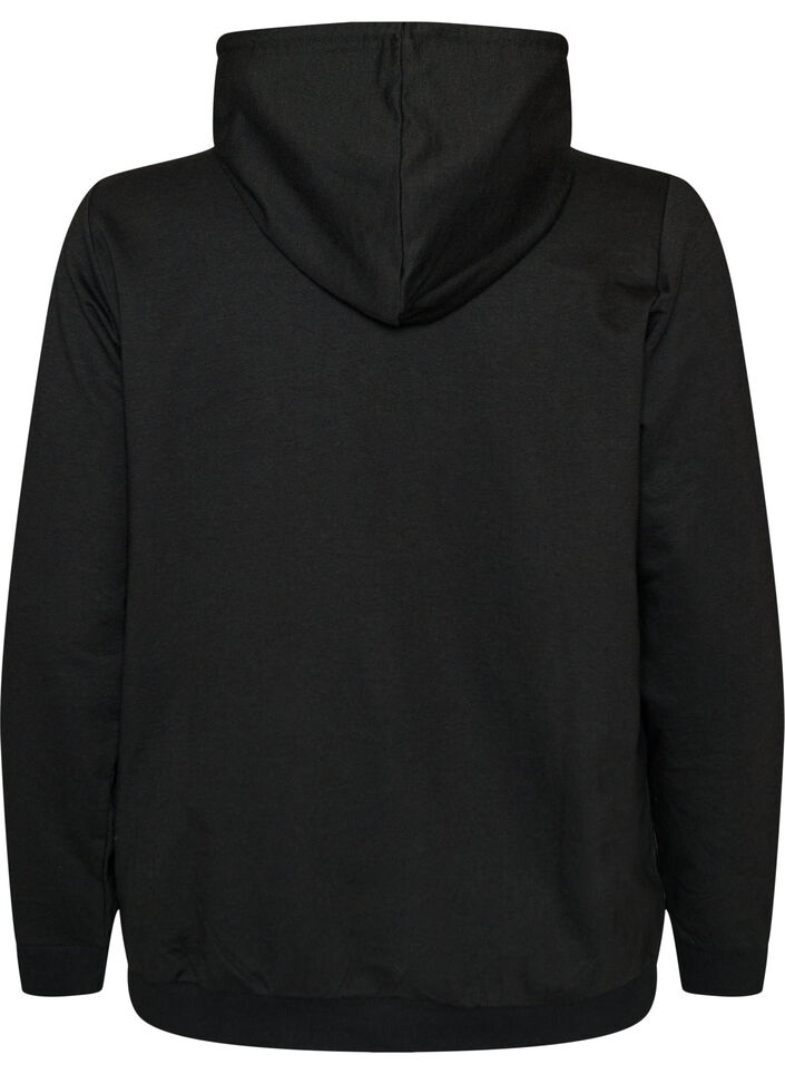 Sweat &agrave; capuche avec imprim&eacute;, Noir, Packshot image number 1