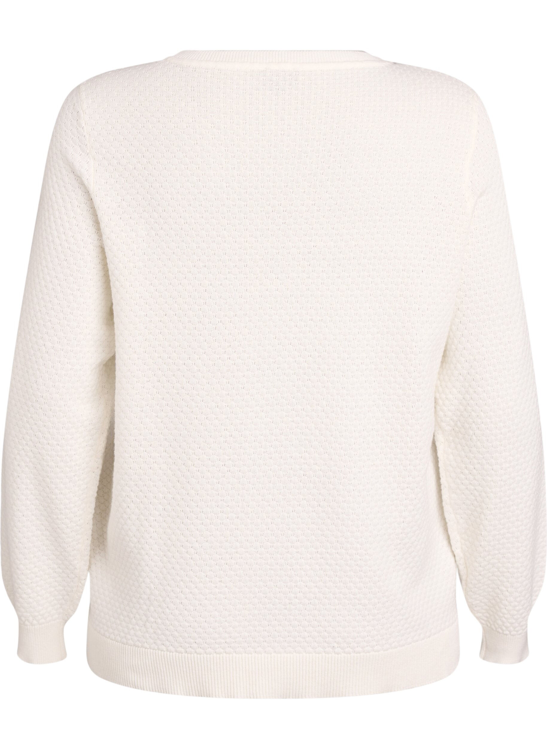 Zizzi Blouse en maille de coton &agrave; motif textur&eacute;, Vanille, Packshot image number 1