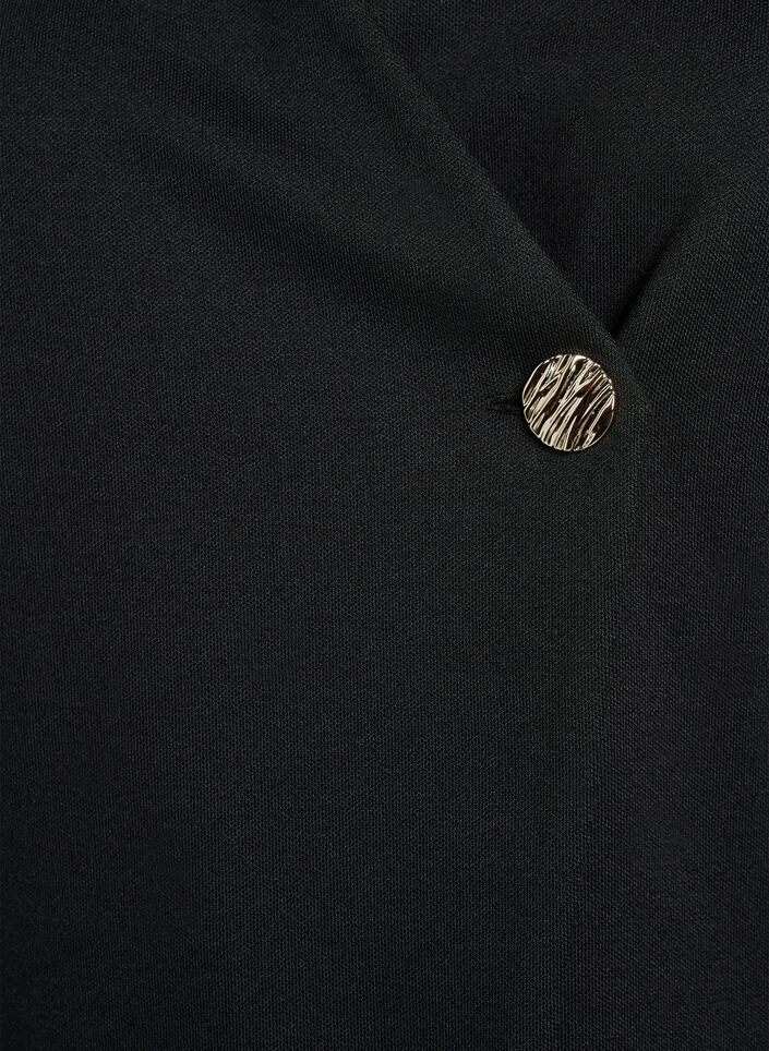 Blouse &agrave; effet cache-c&oelig;ur asym&eacute;trique avec manches courtes, Noir, Packshot image number 2