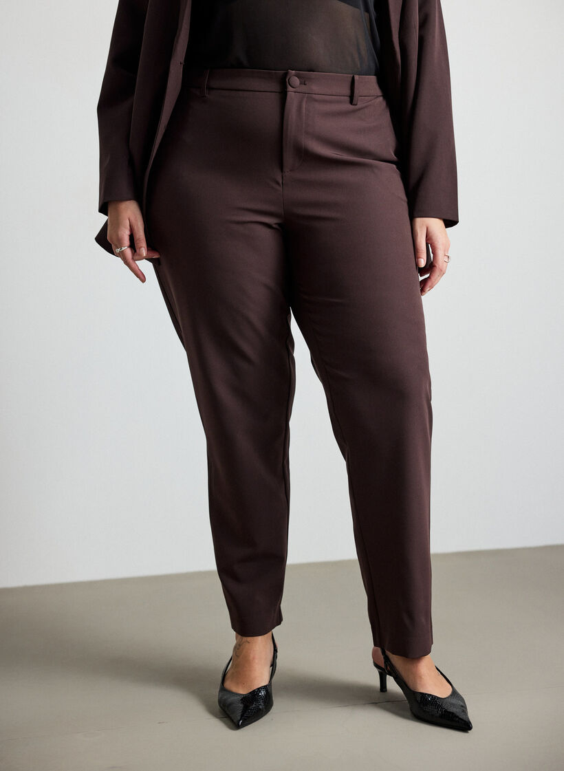 Pantalon avec poches et jambes droites, Marron, Model image number 2