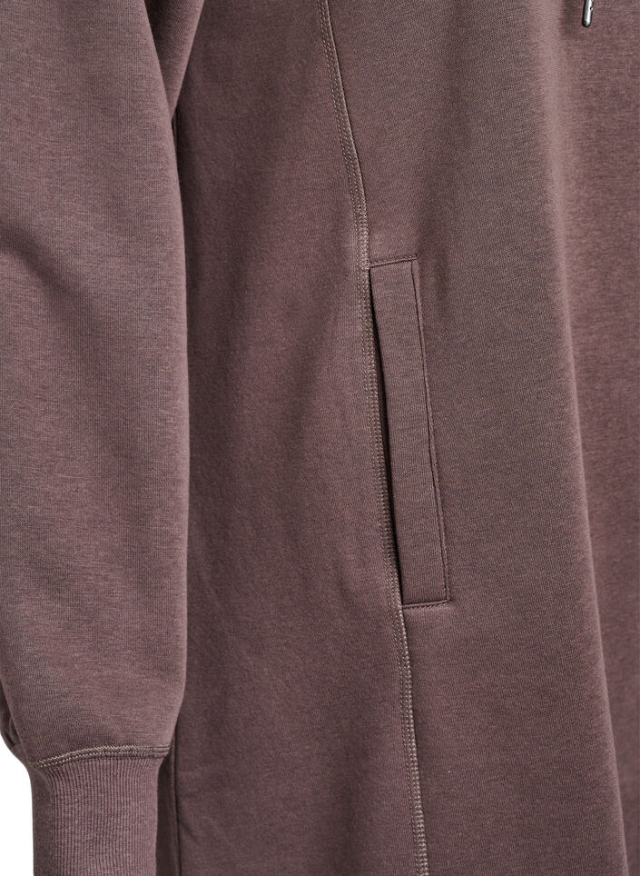 FLASH - Robe sweat-shirt courte &agrave; col montant et poches, Marron, Packshot image number 3