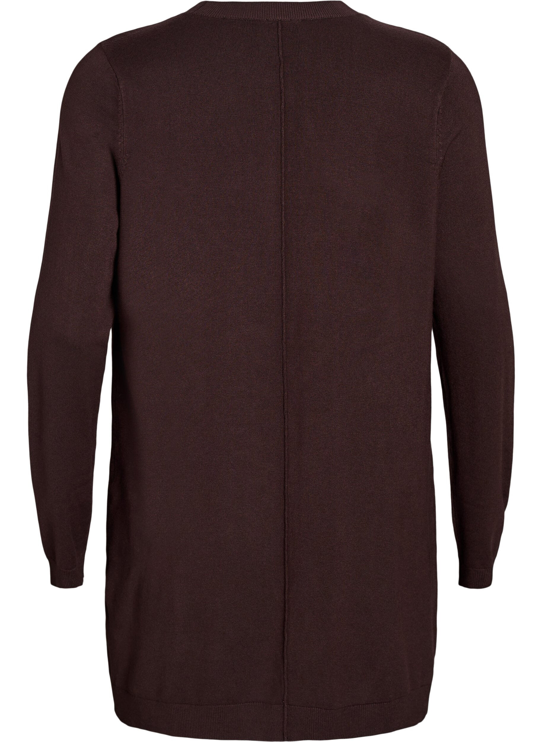 Zizzi Long cardigan tricot&eacute; en m&eacute;lange de viscose, Marron, Packshot image number 1