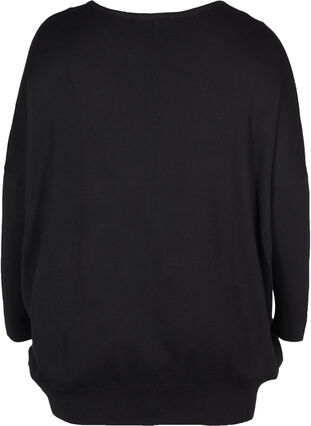 Pull en tricot avec bords côtelés, Black, Packshot image number 1