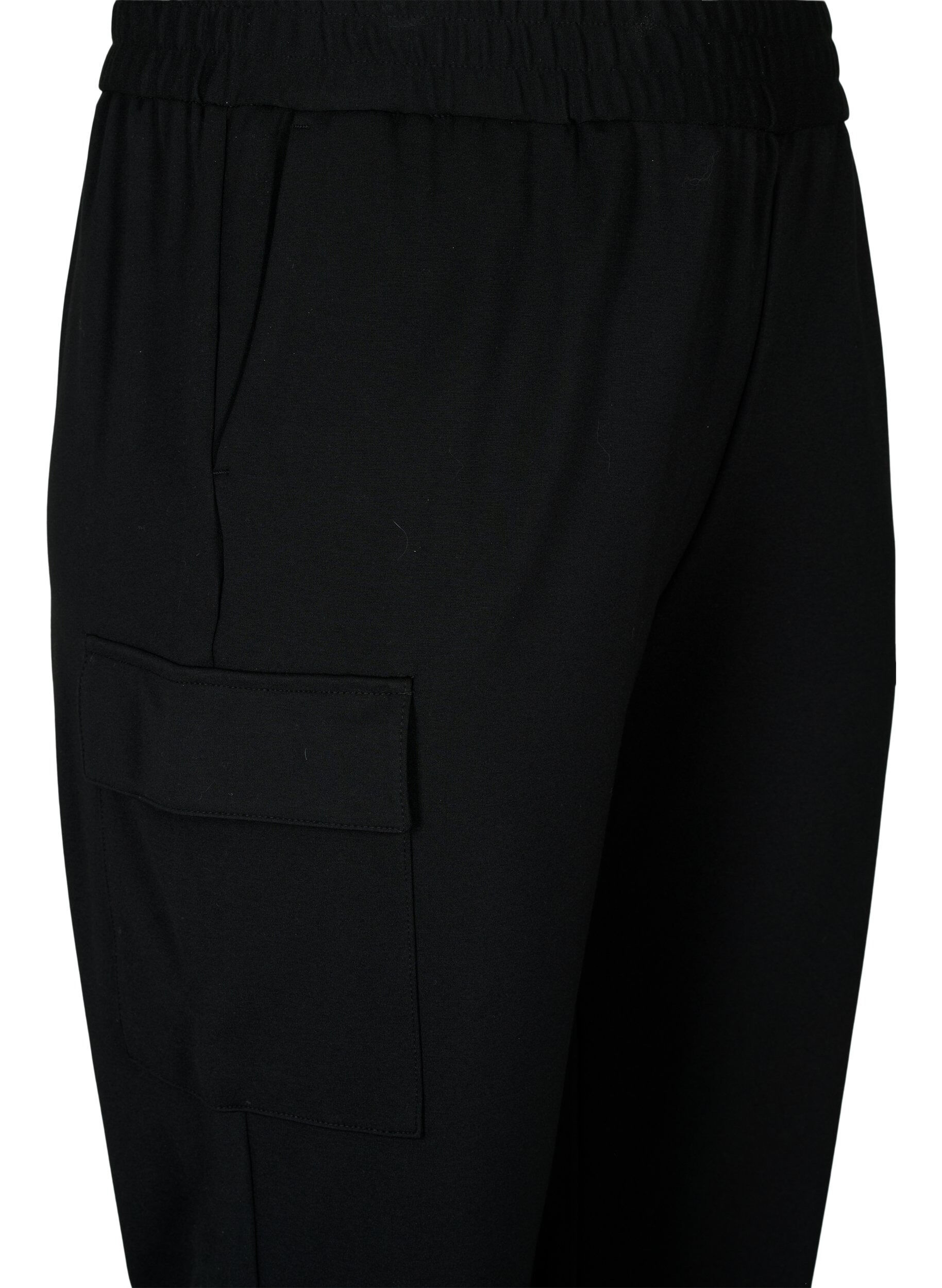 Zizzi Pantalon cargo avec taille &eacute;lastique, Black, Packshot image number 2