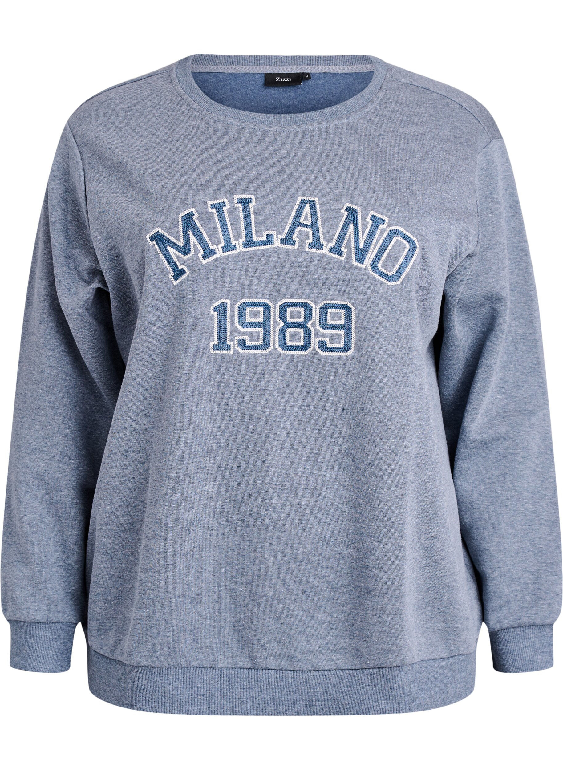 Zizzi Sweat-shirt avec motif Milan brod&eacute;, Gris anthracite, Packshot image number 0