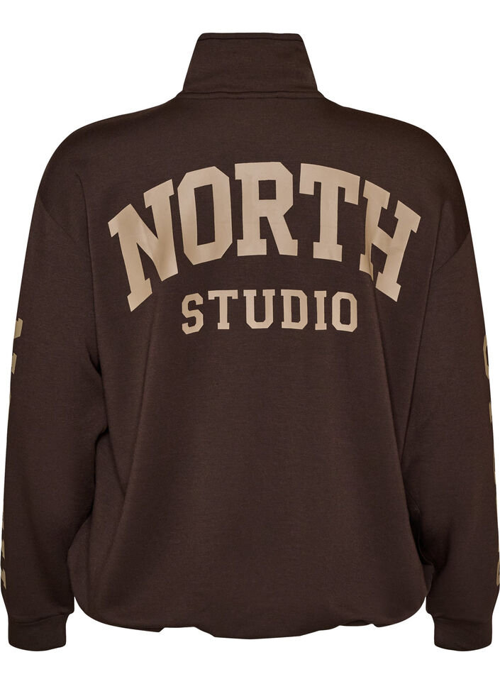 Cardigan bomber sportif avec zip et col montant, Marron, Packshot image number 1