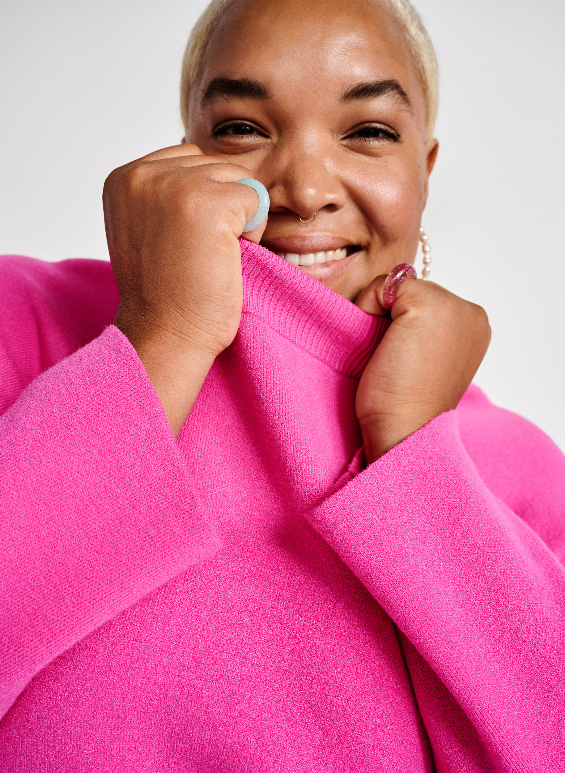 Zizzi Pull en m&eacute;lange de viscose avec fente sur le c&ocirc;t&eacute;	, Raspberry Rose, Image image number 0