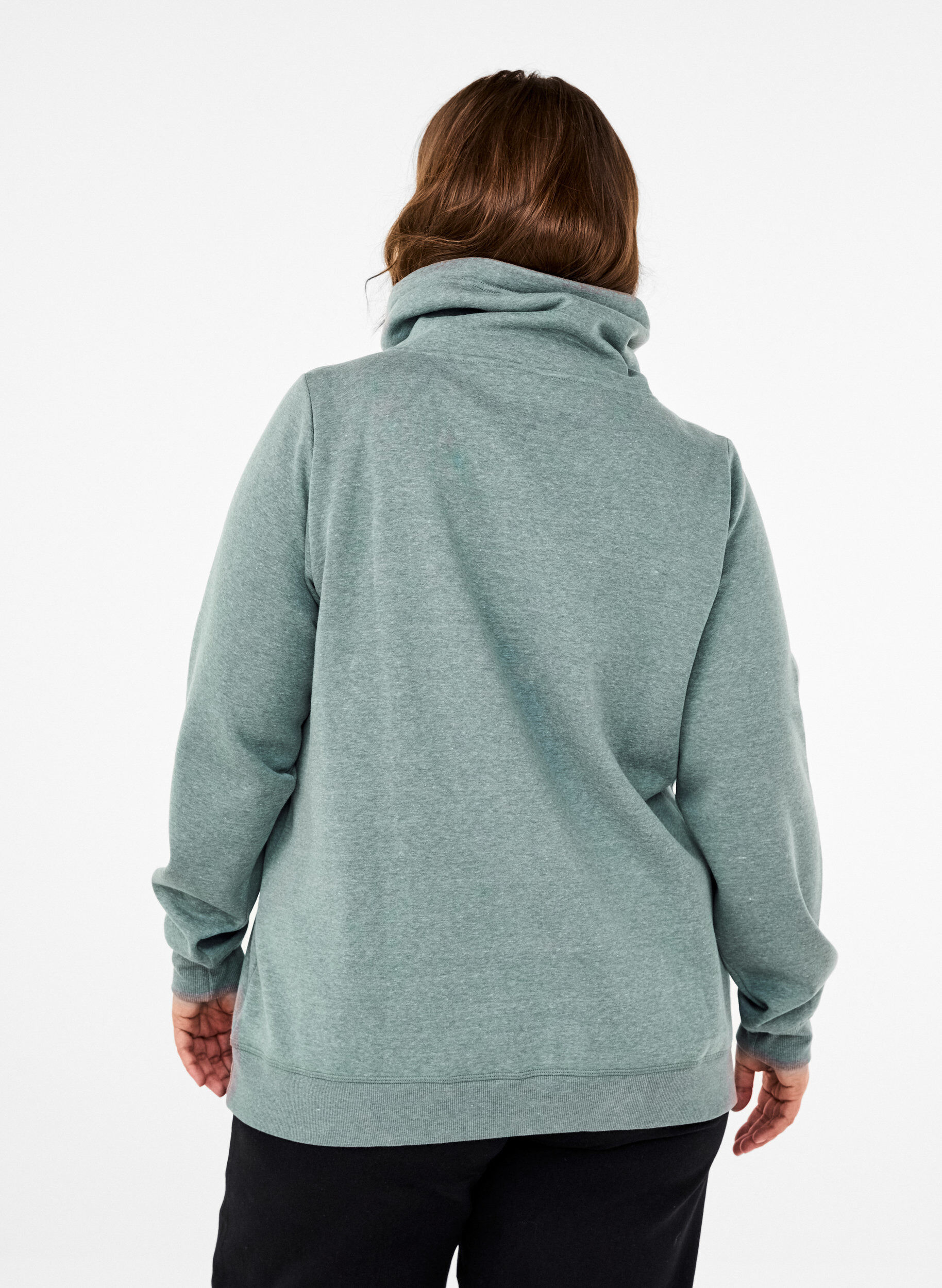 Zizzi FLASH - Sweat-shirt &agrave; col montant, Balsam Green Melange, Model image number 1