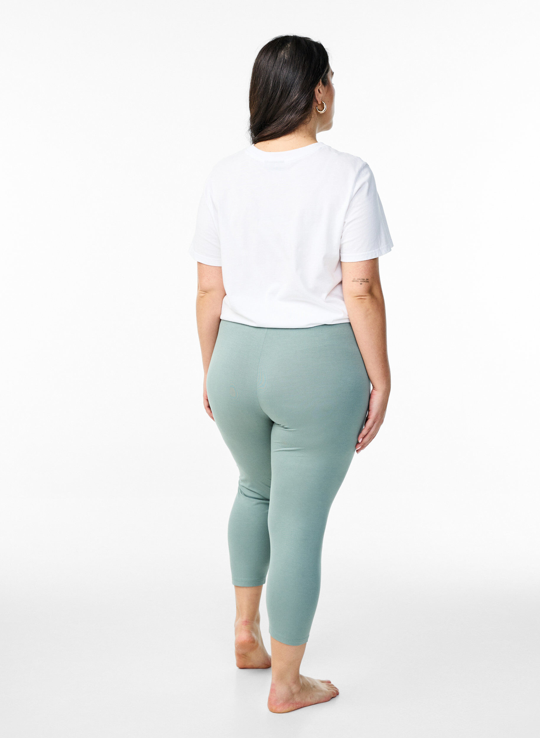 Zizzi Leggings basiques longueur 3/4 en viscose, Vert, Model image number 2