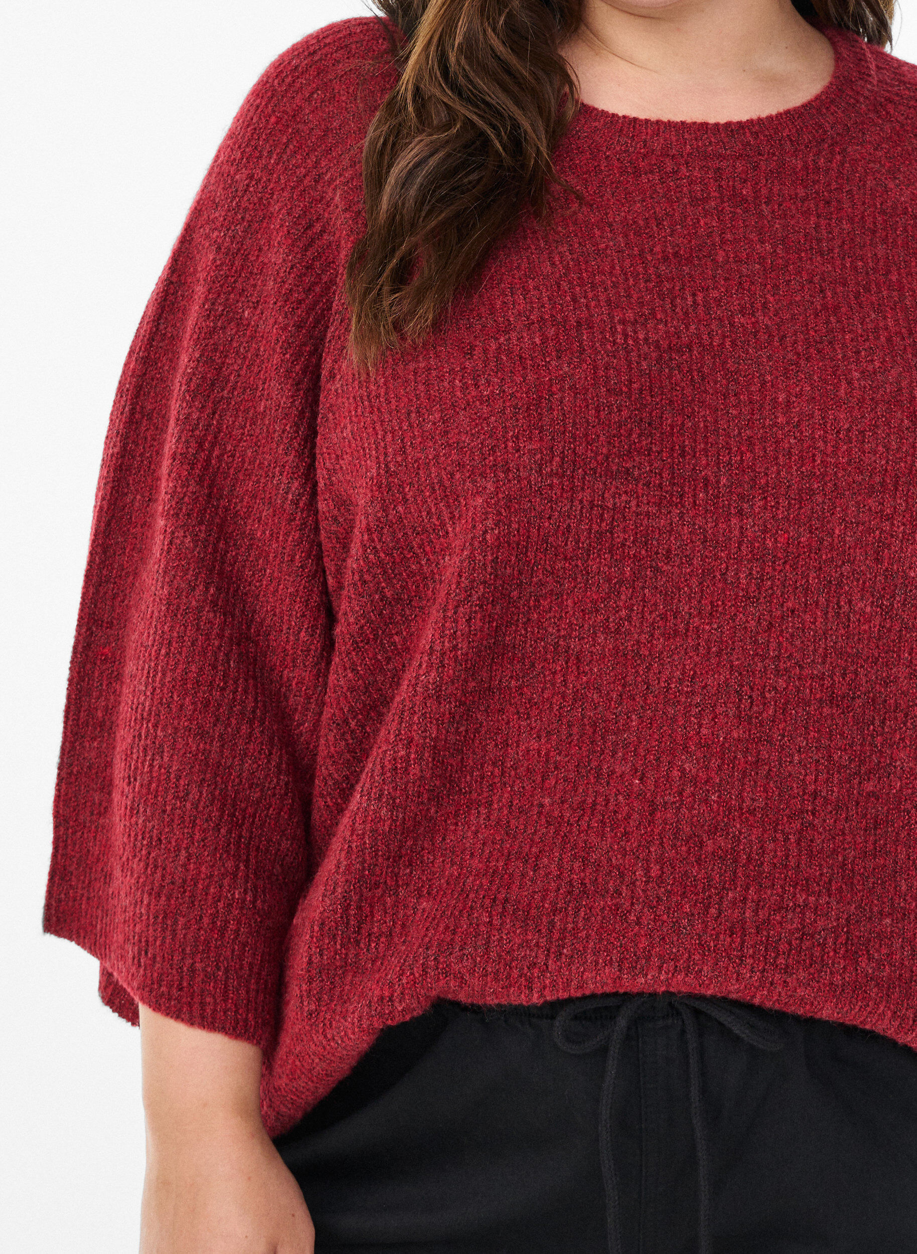 ZizziPull c&ocirc;tel&eacute; &agrave; manches 3/4, Rouge, Model image number 3