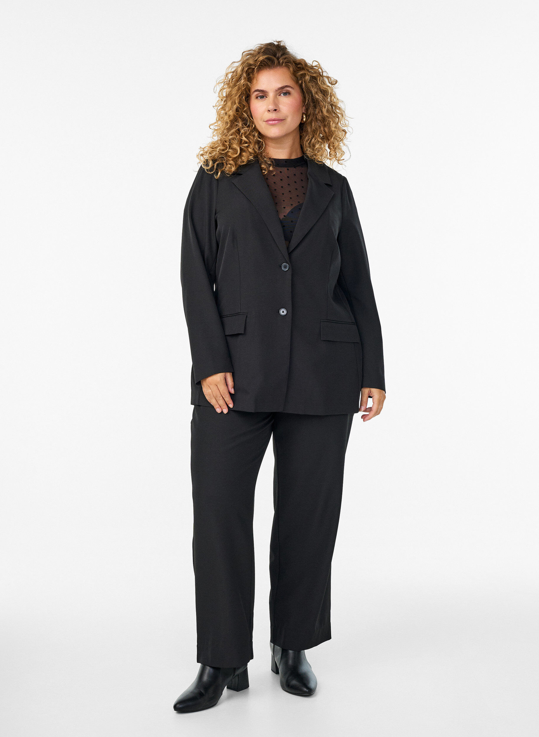 Zizzi FLASH - Blazer avec poches et fentes, Noir, Model image number 1