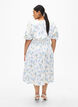 Robe en satin floral avec manches bouffantes, Off White Blue Fl., Model image number 1