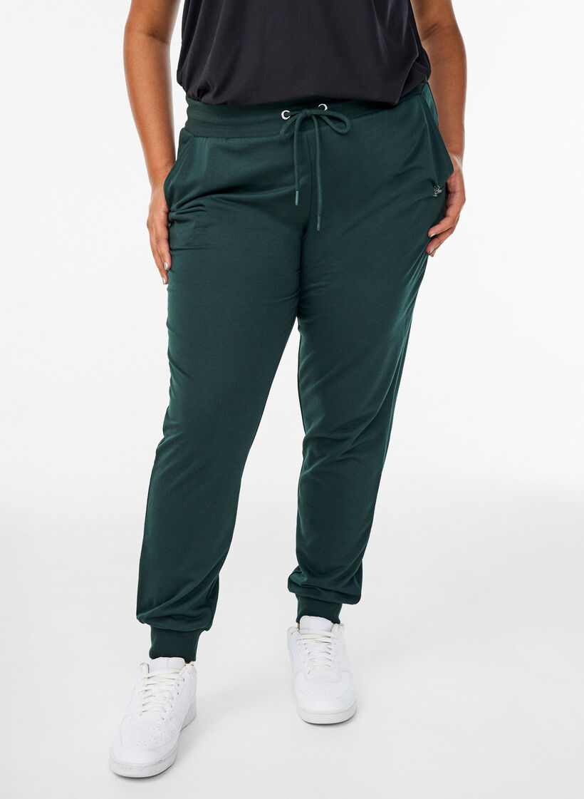 Pantalon de surv&ecirc;tement ample avec poches, Vert fonc&eacute;, Model image number 2