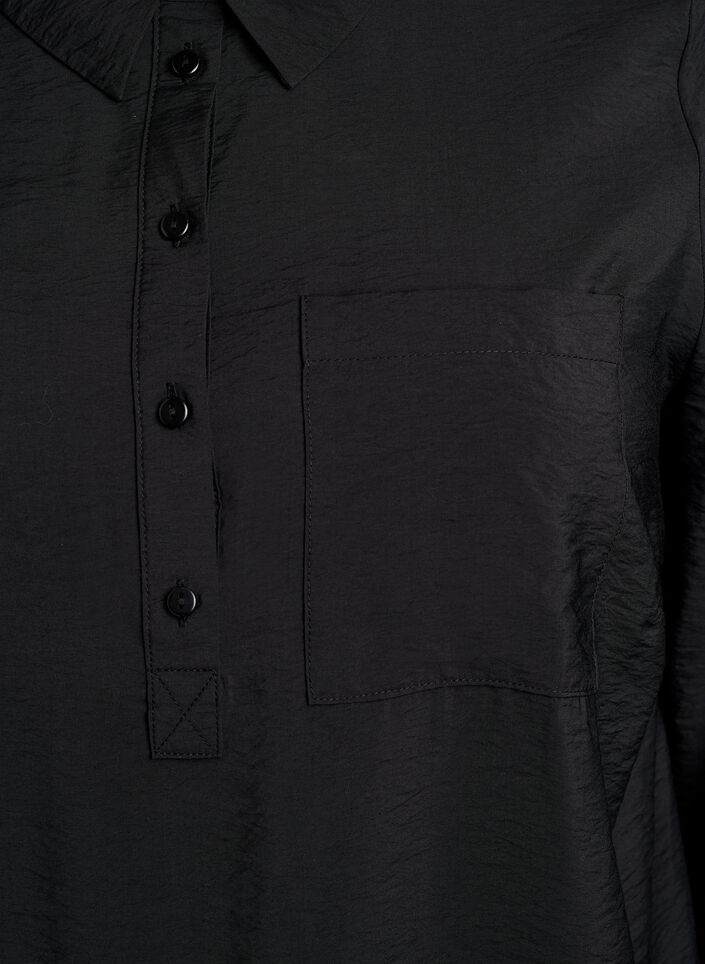 Robe courte avec col et poche poitrine, Noir, Packshot image number 2